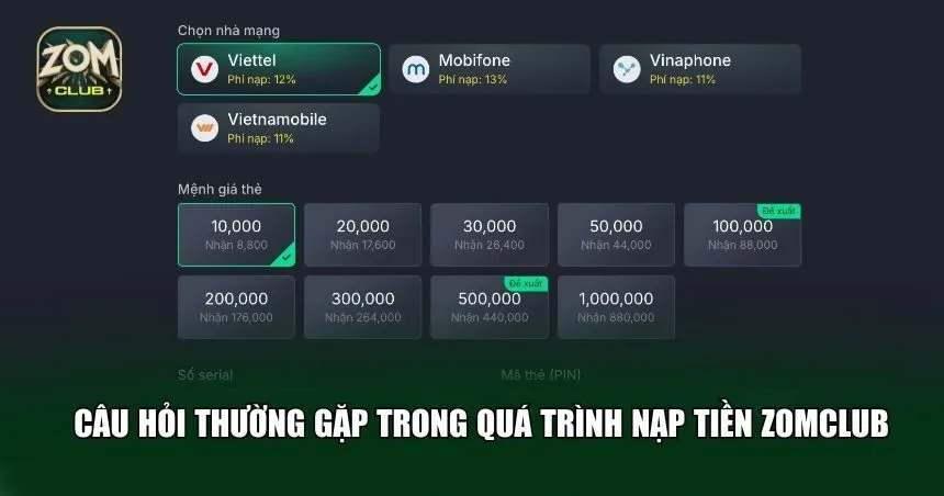 Câu hỏi thường gặp trong quá trình nạp tiền
